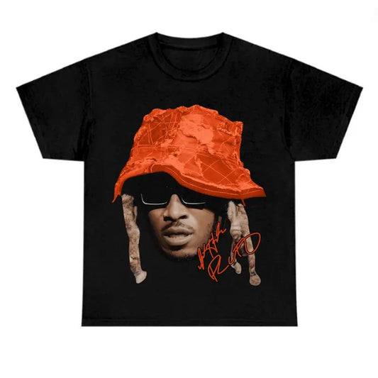 Big Face Orange Future Cute Graphic Black Shirt