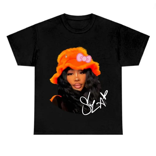 Big Face Sza Orange Kitty Cute t shirt pop music shirt graphic tee