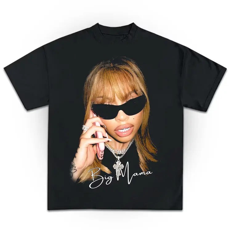 Big Mama Graphic T-Shirt Rapper Lattooo Tee Cotton Fabric