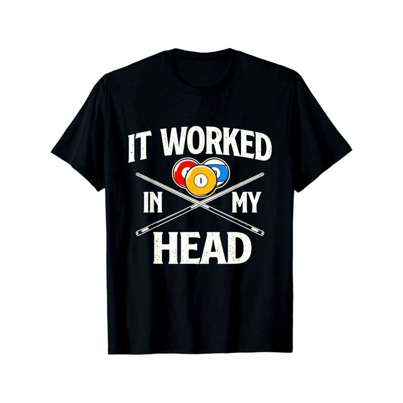 Billiards Print Men's Cotton T-shirt, Graphic Tee Men's Outdoor Clothes, Men's Clothing, Casual Short Sleeve Crew Neck T-shirt, Tops For Men, Gift For Men made in usastyle{n002}5