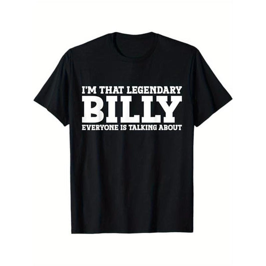 Billy Personal Name First Name Funny Billy T-Shirt, 100% Cotton, Halloween Thanksgiving Christmas Gift for Men Women Family Friends, S-XXXL, Black made in usa