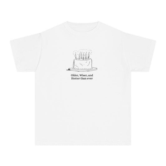 Birthday Cake Baby Tee, Birthday Girl Shirt, Older Wiser Hotter, Vintage Retro Cake Tshirt, Coquette, Retro Graphic Tee, Y2k, 90s Clothing