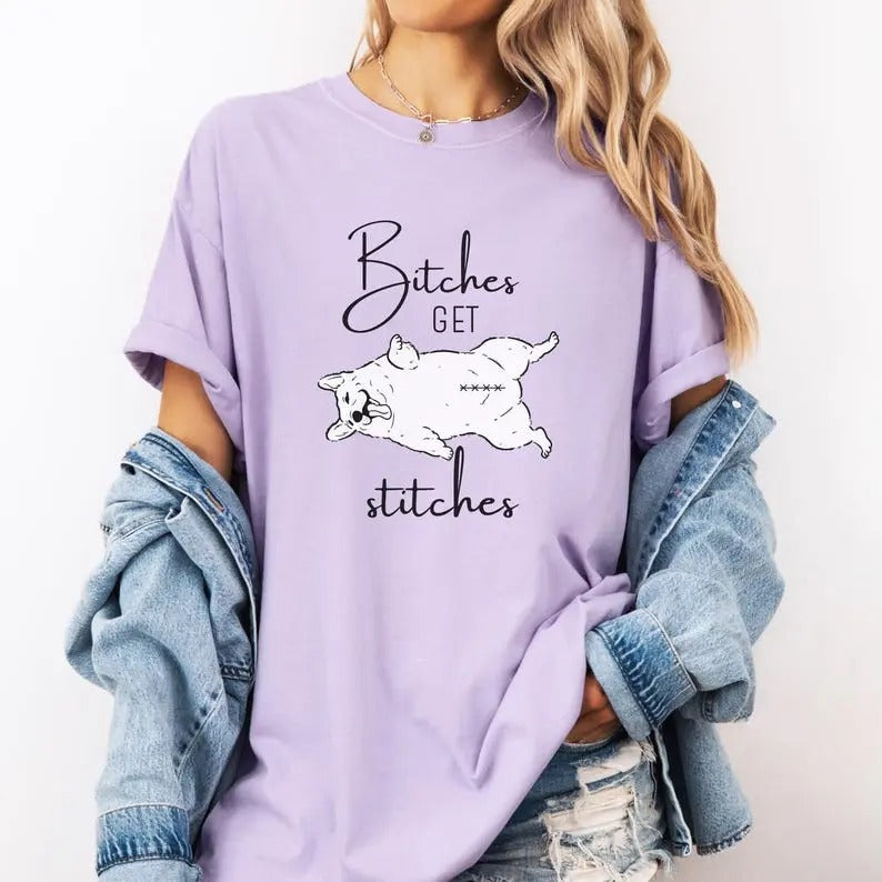 Bitches get Stitches Comfort Colors Shirt, Funny Veterinarian Gifts, Vet Student Tee, Funny Veterinary Gifts Fabric Top Collar Womenswear Cotton Garment