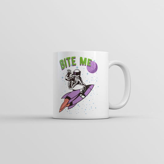 Bite Me Mug Funny Astronaut Space Graphic Novelty Coffee Cup-11oz Funny Coffee Mugs Ceramic Printed Drinkware Cup