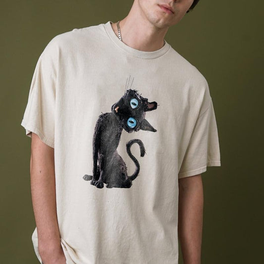 Black Cat Shirt, Y2K Womens Fitted Tshirts, Coraline Sweatshirt, Retro Shirt, Vintage Movie Tops, Cute Film Tshirt, Gift for Cat Lovers, Cute vintage  tees