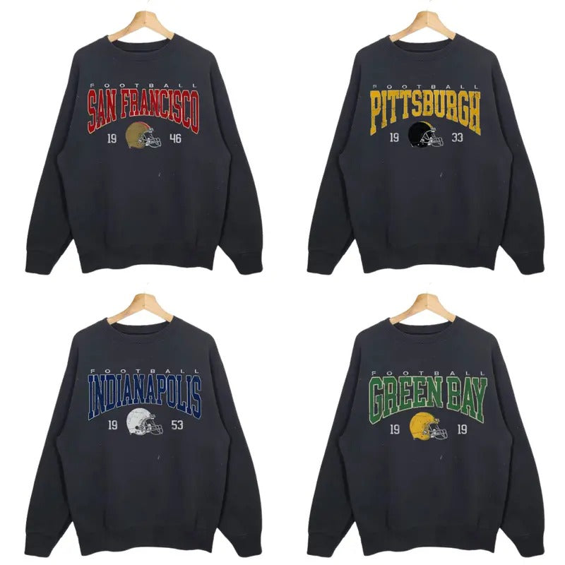 Black Crewneck Sweatshirt - Classic Fit for All Football Teams