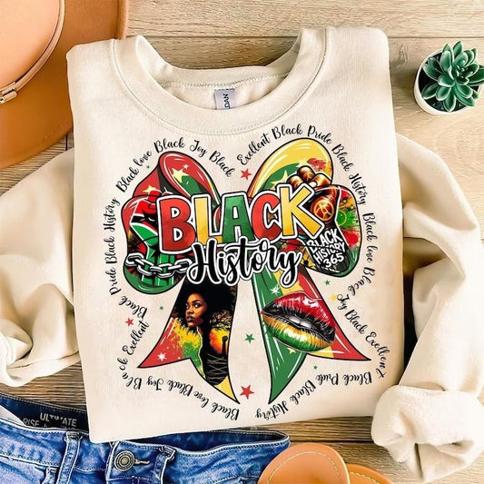 Black History Month Coquette Bow Shirt, Black Love Tee, Black Juneteenth African American Tee