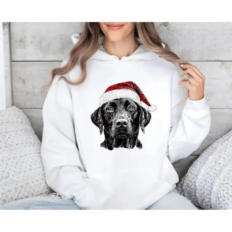 Black Lab Shirt, Santa, Labrador Dog, Christmas, Dog Lover Xmas Sweatshirt, Pet Hoodie, Crewneck, Unisex Sweater Pullover Tee