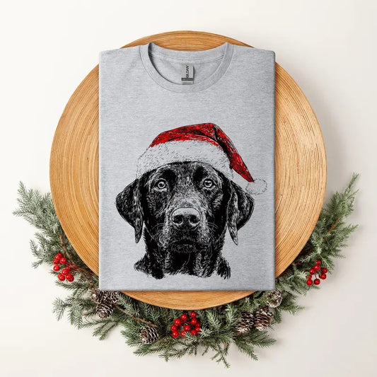 Black Lab, Santa, Labrador Dog, Christmas, Dog Lover, Pet T-Shirt, Soft Style Tee, Women's Graphic Tshirt