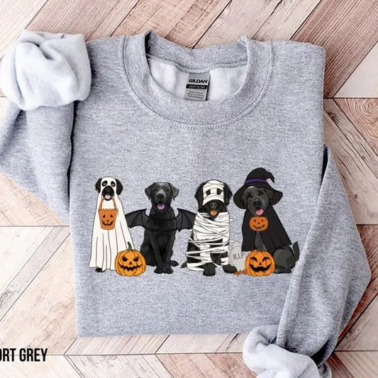 Black Labrador Halloween Sweatshirt, Ghost Dogs Sweatshirt, Halloween Dog, Halloween Sweatshirt, Fall Sweater, Spooky Season, Dog Lover Gift