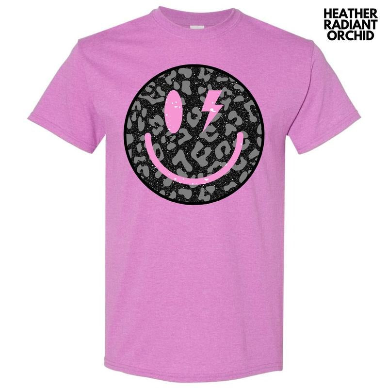 Black Leopard Happy Face Gildan Short Sleeve T-Shirt 'NLB'