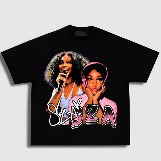 Black SZA Graphic T-Shirt for Men - Short Sleeve