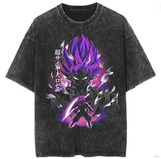 Black Super Saiyan Vintage T-Shirt , for unisex , gift for anime fan Menswear Top