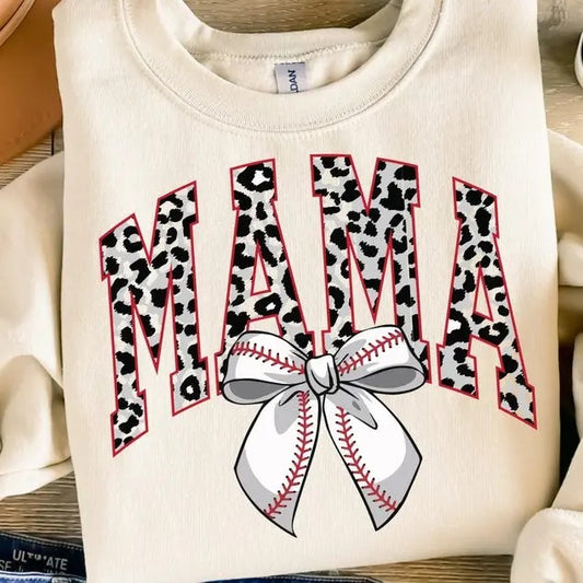 Black Varsity Baseball Mama , Baseball Coquette Bow , Baseball Mama , Varsity Mama , Retro Baseball Mama Sweatshirt