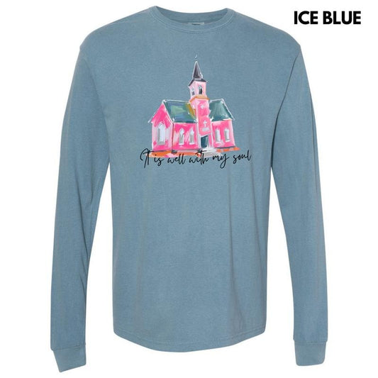 Black Watercolor Well With My Soul Long Sleeve Comfort Colors T-Shirt 'NLB'