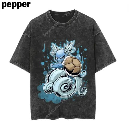 Blastoise LV2 Vintage Tee , Blastoise Shirt, Blastoise Merch, Gym Shirt, Anime Pokemon Shirt, Pokemon Merch, Manga Shirt, Pokemon for fan, Gift for him, Gift for her Menswear Top Streetwear Shortsleeve Underwear Tshirt Crewneck