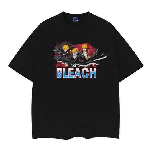 Bleach "Bankai" Heavyweight Vintage Tee 100% Cotton OVERSIZED Anime T-shirt Menswear Top Casual Streetwear Black Baggy