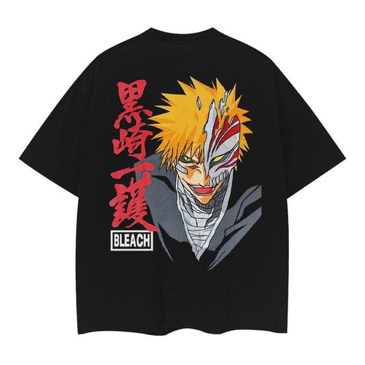 Bleach "Hollowfication" Heavyweight Vintage Tee 100% Cotton OVERSIZED Anime T-shirt Menswear Top Casual Streetwear Black Baggy Overshirt Tshirt