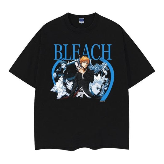 Bleach "Ichigo Kurosaki" Heavyweight Vintage Tee 100% Cotton OVERSIZED Anime T-shirt vintage t-shirts cotton shirt Top Casual Black Man Menswear Tshirt