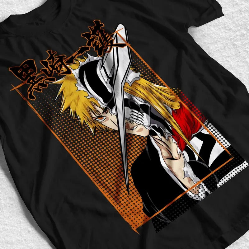 Bleach Anime T-Shirt & Sweatshirt, Ichigo Half Vasto Lorde Graphic Tee, Anime Manga Lover Gifts Ball Cotton