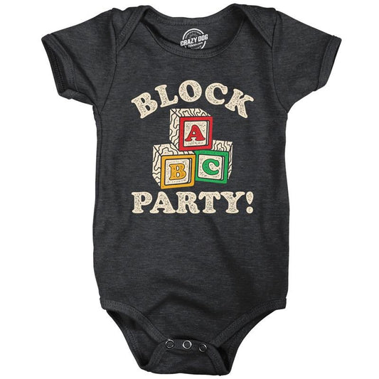 Block Party Baby Bodysuit Funny Sarcastic Kids Blocks Graphic Jumper For Infants Funny Baby Onesies Funny Sarcastic Onesie Novelty Onesie Black -