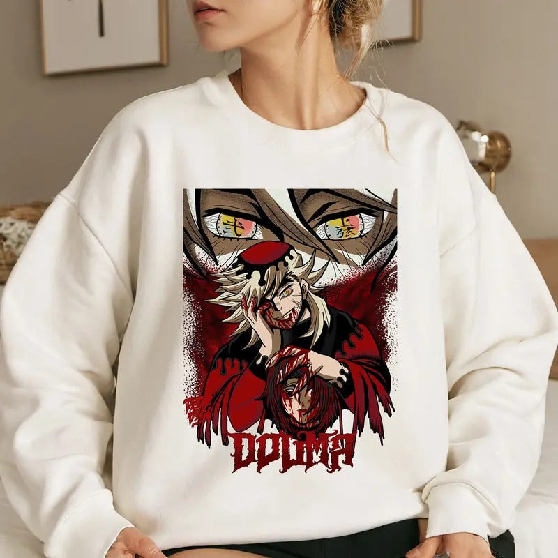 Blood Demon Upper Moon 2 DM Characters Shirt Crewneck Hoodie, Anime Otaku Shirt Comfort Cotton