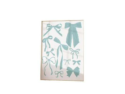 Blue Bow Coquette Hair Ribbon Coastal Cowgirl Decor, Preppy Aesthetic Balletcore Trendy Romantic Cottagecore Dorm Decor Art, Gifts For Family Friends Wall Art, Poster Prints No Frame, Dorm Room Decor, Vintage Poster Art, Gifts For Birthday Christmas