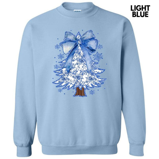 Blue Chinoiserie Christmas Tree Sweatshirt 'NLB'