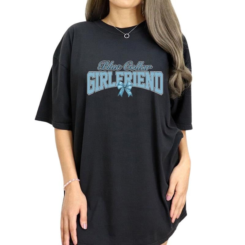 Blue Collar Girlfriend Coquette Shirt, Coquette Spoiled Blue Collar Lover Tee, Coquette Graphic Tee Women, Women Unhinged Shirt, Comfy Fabric Oversized Graphic Tee, Women's Tops, Shirt For Her, Womenswear, Cotton Fabric Relaxed Fit Chic Style