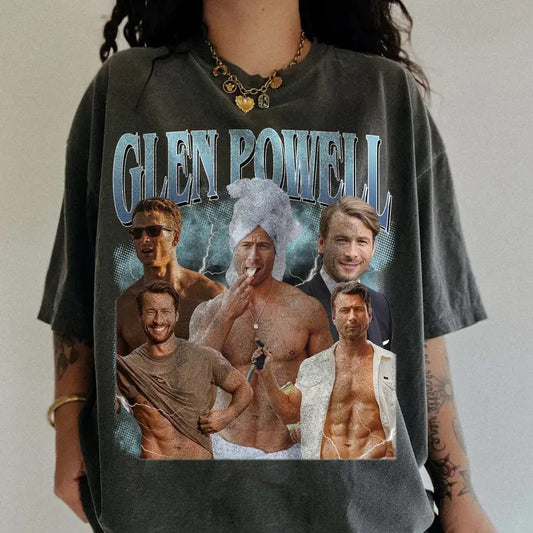 Blue Glen Powell Vintage Gildan & Comfort Colors T-shirt, Sweatshirt, Hoodie