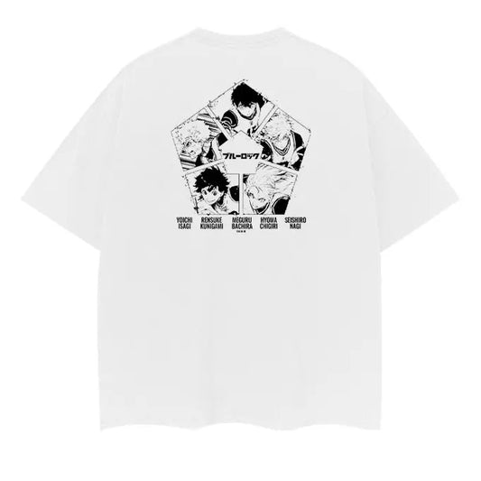 Blue Lock "Rivals" Vintage Oversized Tee Anime T-shirt 100% Cotton Original Design DTG Printing baggy  compression  clothes Top Casual Man White Crewneck Shortsleeve