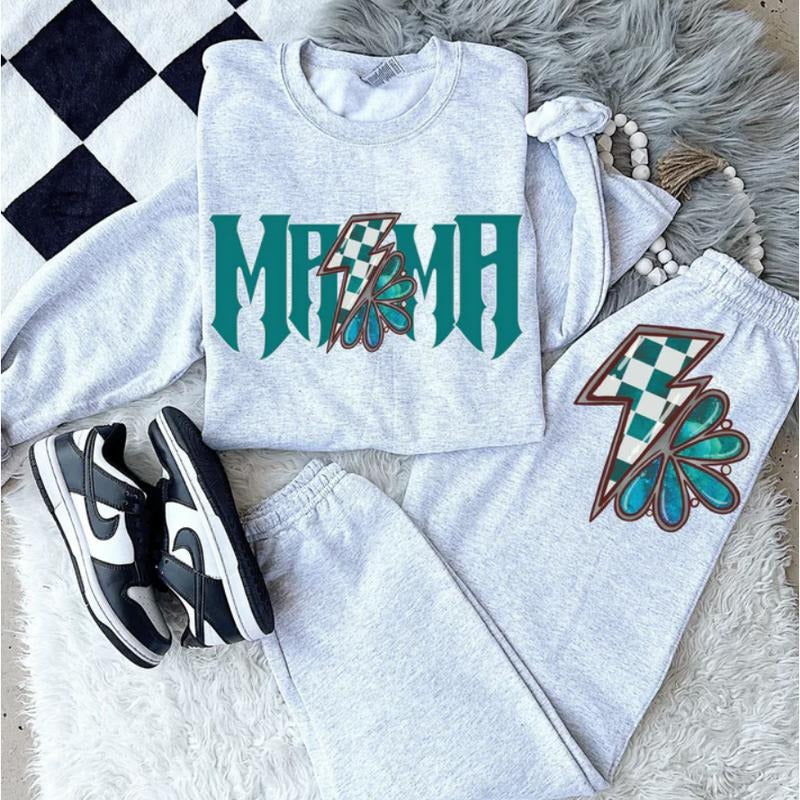 Blue Mama Bolt Sweat Set Sweatshirt and sweatpants, graphic tees women, western outfits women, western tops clothing, rodeo cowgirl outfits women, country concert outfits sweatshirt, sweatpants