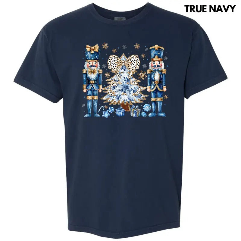 Blue Nutcracker Holiday Comfort Colors T-Shirt 'NLB'
