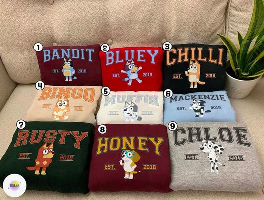 Bluey Heeler Shirt, Y2k Trending Sweatshirt, Bluey Characters Crewneck, Bluey Matching Shirt, Funny Bluey Shirt, Personalized Bluey Sweater