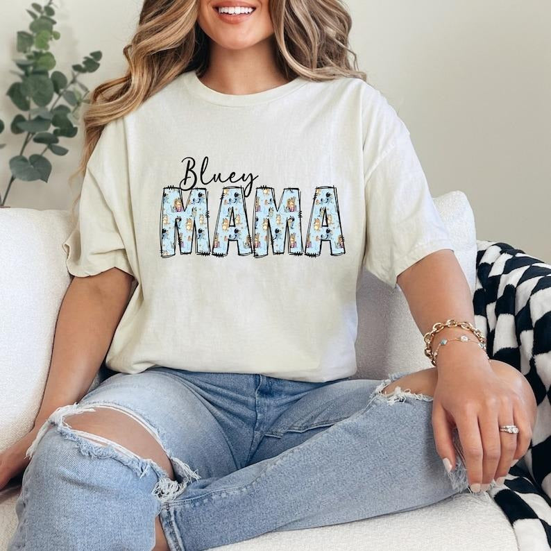 Bluey Mama Tshirt, Mama Shirt, Bluey Tshirt Adult, Mom Gift, Mom Shirt, Bluey Shirt, Unique Mom Shirt, Trendy Mama Shirt, Womens Tshirt