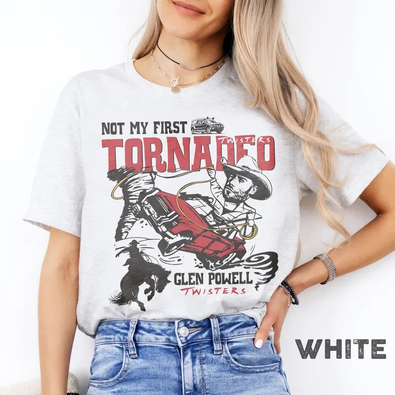 Blvckstyle Not My First Tornado Shirt, Twisters With Glen Powell Retro Movie Poster Vintage Unisex Shirt