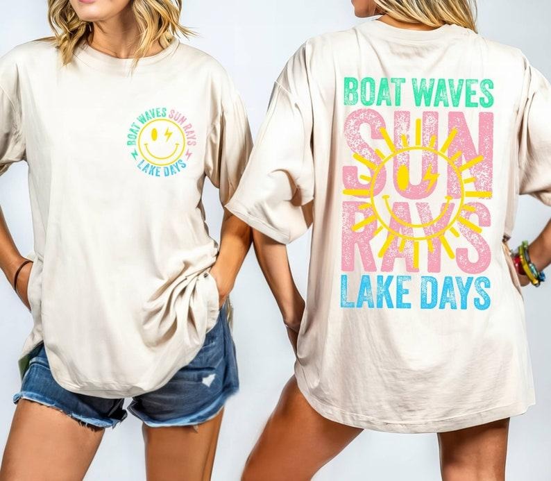 Boat Waves Sun Rays Lake Days Shirt, Retro Summer Shirt, Retro Summer Shirt, Lake Life Shirt,Lake Vacation Shirt,Beach Shirt