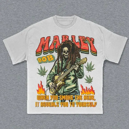 Bob Marley Skeleton T-Shirt, Bob Marley Graphic Tee, Music Rock Tee, Hip Hop, R&B, Y2k, Unisex T-Shirt, Gift For Men Women Menswear Top Streetwear