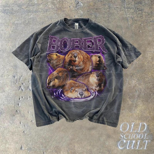 Bober Meme Vintage Style Graphic Shirt, Beaver Funny Retro Tee, 2000s Nature Black Shirt, Meme Unisex Oversize Tee, Cute Beaver Shirts
