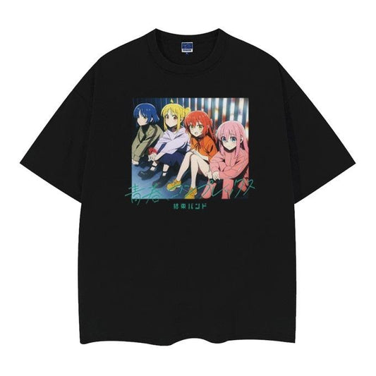 Bocchi the Rock! "Backstreet" Vintage Oversized Tee Anime T-shirt 100% Cotton Original Design Men's Top Casual Streetwear Round Neck Tshirt