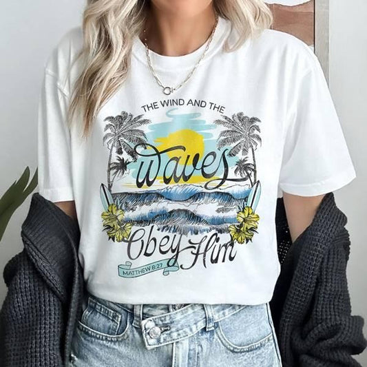 Boho Christian The Wind and The Waves Bible Verse Shirt Christian Apparel Shirt Bible Verse Shirt Religious Shirt, Jesus Shirt 90s vintage