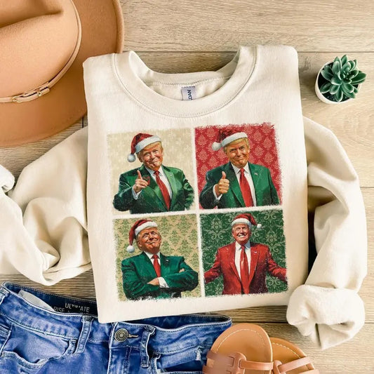 Boho Christmas Trump png, Happy Holidays png, Merry Vibes png, My President, 2024 Trump png, Election 2024, Political png, Xmas png