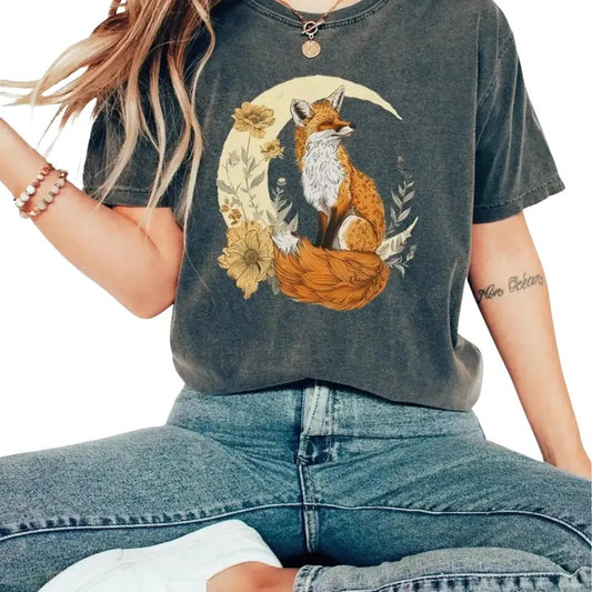 Boho Cottagecore Fox T-Shirt, Comfort Colors Celestial Shirt