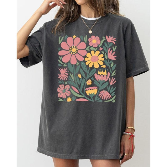 Boho Floral, Vintage Flowers, Wildflowers, Mother's Day Tshirt Comfort Colors T-Shirt, Women's Comfort Colors Tee