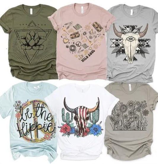 Boho Skull T-Shirt Southwest Retro Tshirt Boho Tee Skull Retro T-Shirt Retro Boho Tee Skull T-Shirt Comfortable Top Casual Womenswear Day Everyday Hippie Jeans