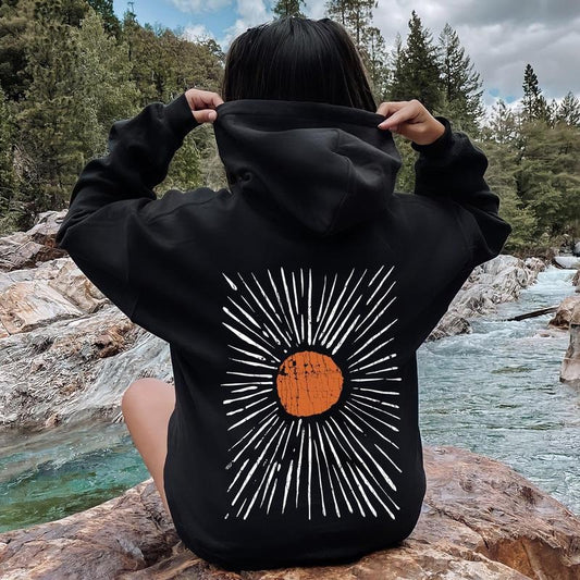 Boho Starburst, Celestial, Retro Hoodie