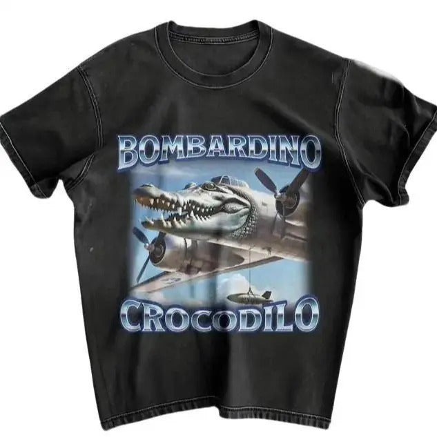 Bombardino Crocodilo Funny Meme Tshirt, Italian Brainrot Animals Tshirt, Gift for Friend