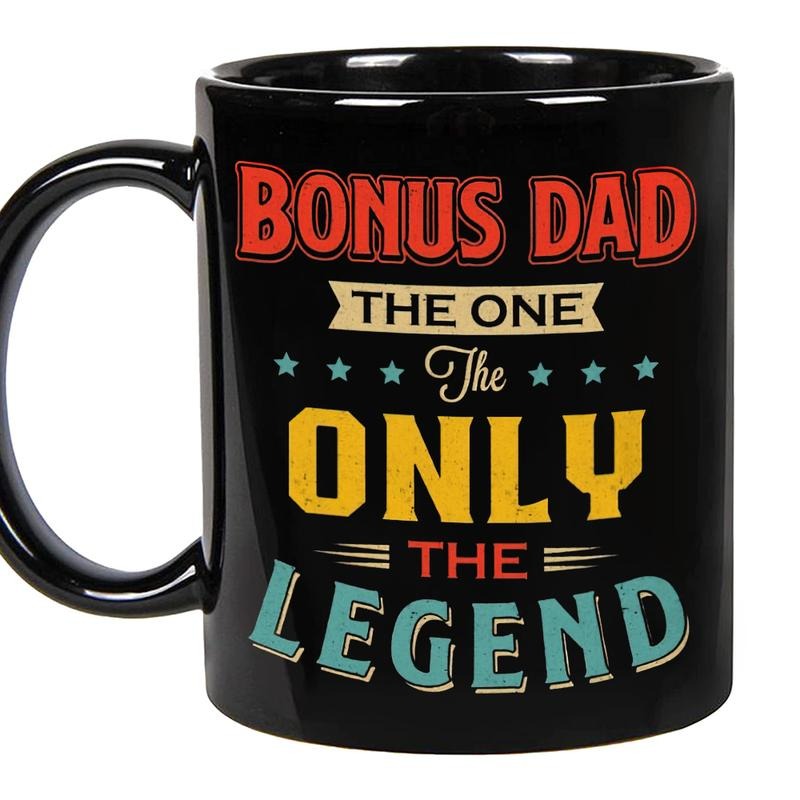 Bonus Dad The One The Only Legend Dad Retro Vintage Mug, Father's Day Gift, Bonus Dad Gift, Bonus Father Mug, Funny Stepdad Mug, Novelty Coffee Mug, Gifts For Stepfather Bonus Daddy, 11 15oz Ceramic Cup