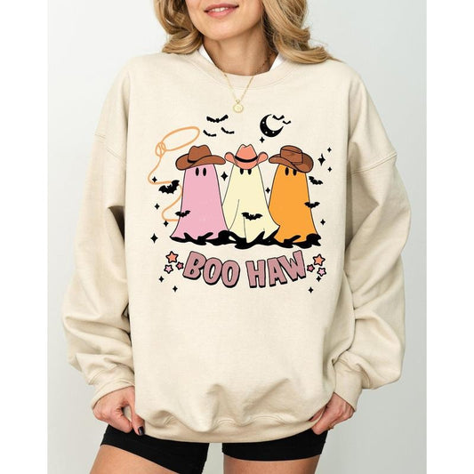 Boo Haw Mini Cowboy Ghosts, Funny, Witch, Aesthetic, Meme, Halloween, Spooky, Costume Sweatshirt, Women's Crew Neck, Crewneck