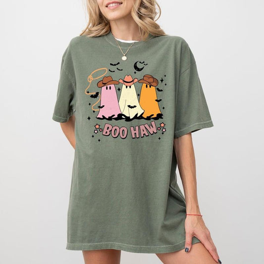 Boo Haw Mini Cowboy Ghosts, Funny, Witch, Aesthetic, Meme, Halloween, Spooky, Costume, Tshirt, Women's, Comfort Colors Tee, Spooky, Tshirt, Witch, Pumpkin, Ghost, Skeleton